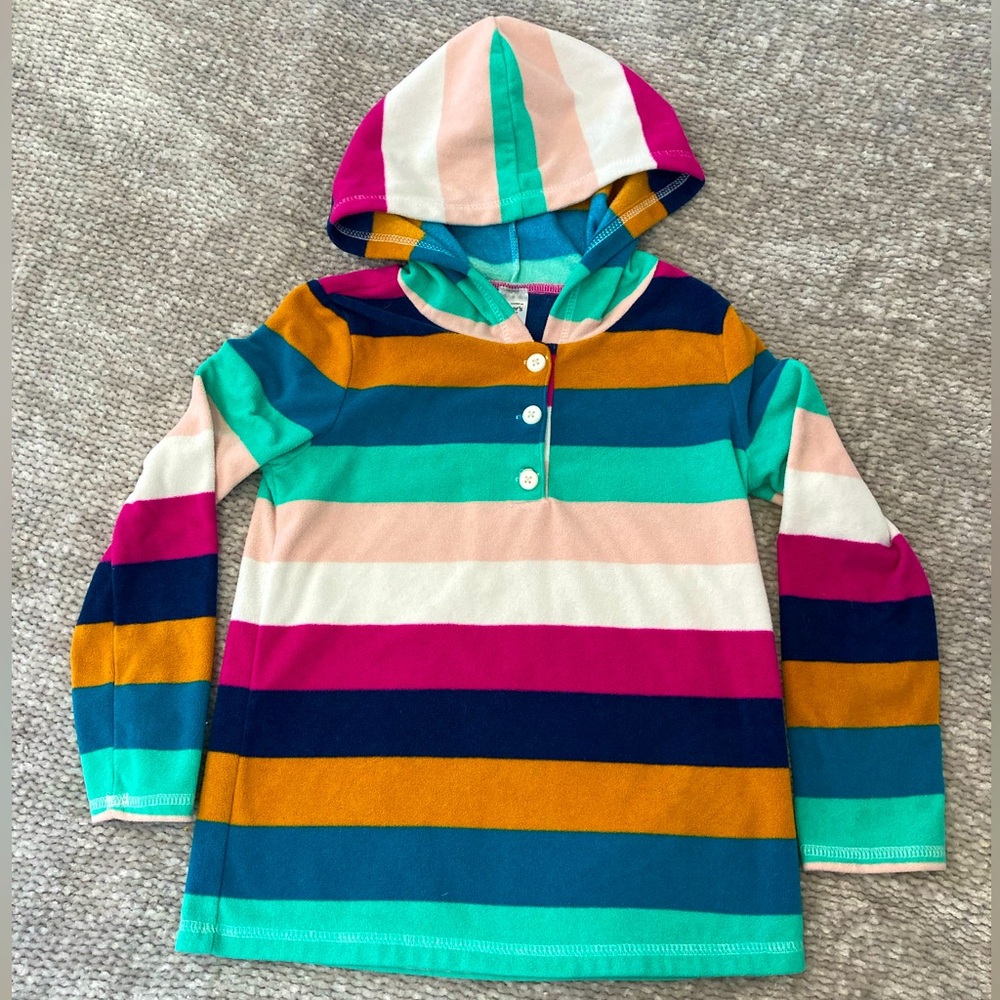 Striped Fleece Hoodie, Pullover, Carter’s size 7, fall, back-to-school